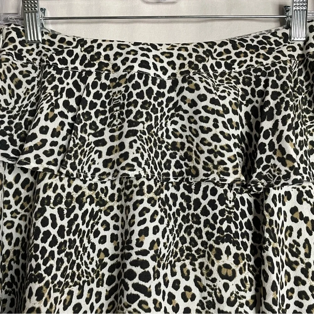 Zara Ruffle Leopard Print Mini Skort Skirt Boho Animal Cheetah Print - Picture 7 of 14